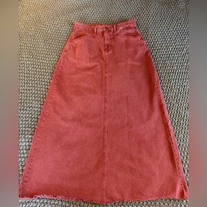 Free People We The Free Denim Maxi Skirt Color Rusty Red Women Size 10